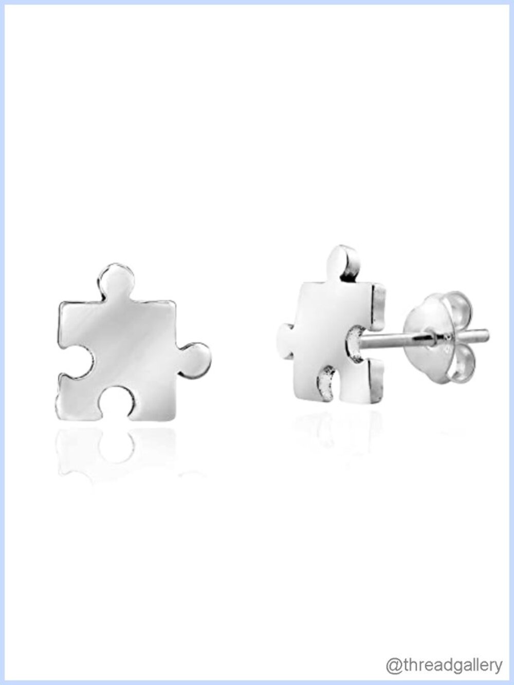 Sterling Silver Jigsaw Puzzle Piece Stud Earrings